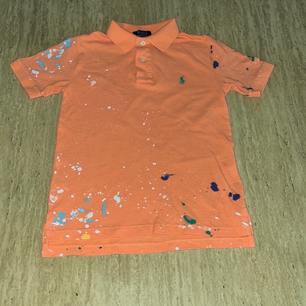 Polo Ralph Lauren Paint Spatter Cotton Piqué Polo Shirt Size 8